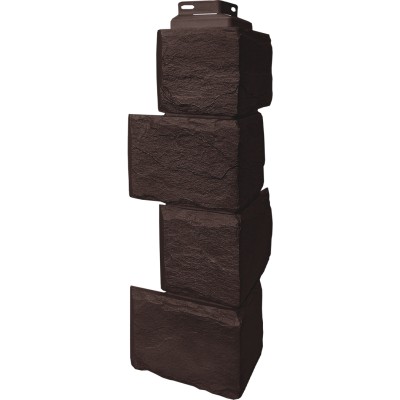 Цокольный сайдинг FineBer – Серия “Камень природный”, Угол наружный Коричневый