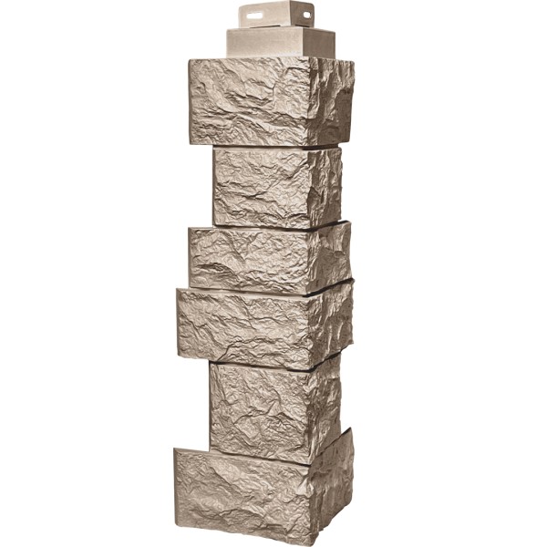 Цокольный сайдинг FineBer – Серия “Дикий камень”, Угол наружный, Песочный...  купить в Кировске