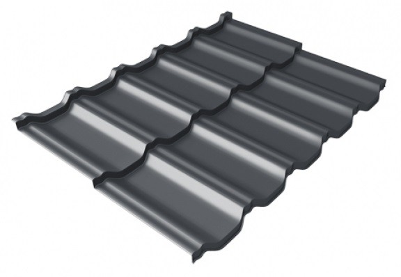 Металлочерепица модульная Квинта Uno Grand Line c 3D резом 0,5 Satin Мatt RAL 7024 мокрый асфальт купить в Кировске