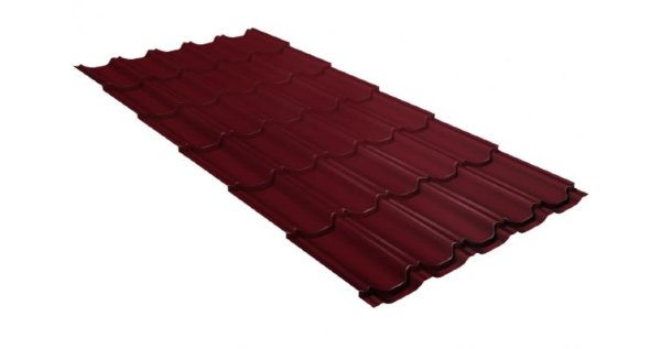 Металлочерепица квинта плюс GL 0,5 Velur20 RAL 3005 красное вино купить в Кировске