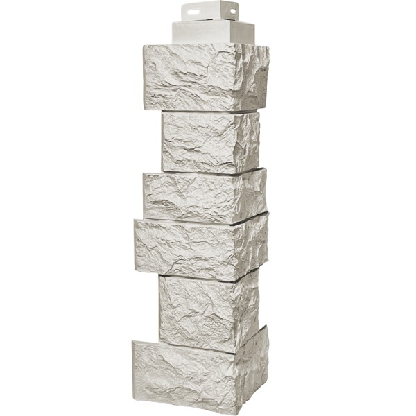 Цокольный сайдинг FineBer – Серия “Дикий камень”, Угол наружный, Жемчуг купить в Кировске