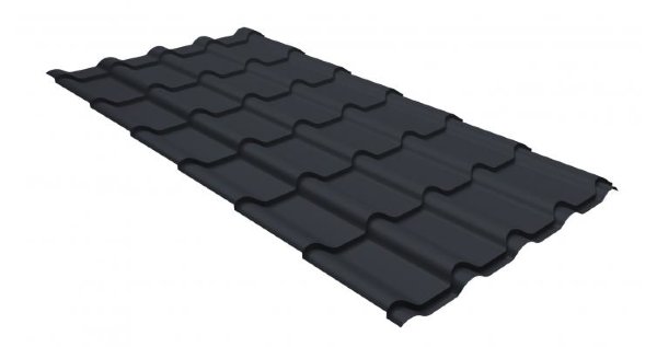 Металлочерепица камея GL 0,5 GreenCoat Pural RR 23 темно-серый (RAL 7024 мокрый асфальт) купить в Кировске