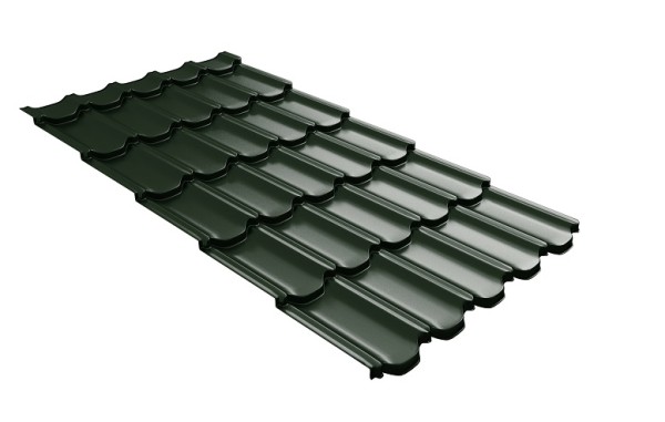 Металлочерепица квинта плюс с 3D резом 0,5 GreenСoat Pural Matt RR 11 темно-зеленый (RAL 6020 хромовая зелень) купить в Кировске