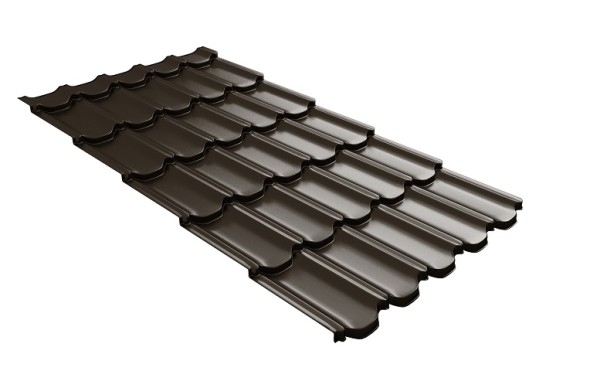Металлочерепица квинта плюс с 3D резом 0,5 GreenСoat Pural Matt RR 32 темно-коричневый (RAL 8019 серо-коричневый) купить в Кировске
