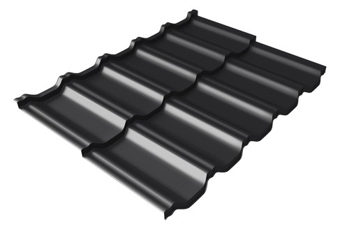 Металлочерепица модульная Квинта Uno Grand Line c 3D резом 0,5 Quarzit lite RAL 9005 черный купить в Кировске