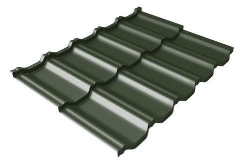 Металлочерепица модульная Квинта Uno Grand Line c 3D резом 0,5 GreenСoat Pural Matt RR 11 темно-зеленый (RAL 6020 хромовая зелень) купить в Кировске