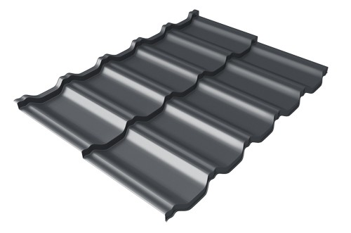 Металлочерепица модульная Квинта Uno Grand Line c 3D резом 0,45 PE RAL 7024 мокрый асфальт купить в Кировске