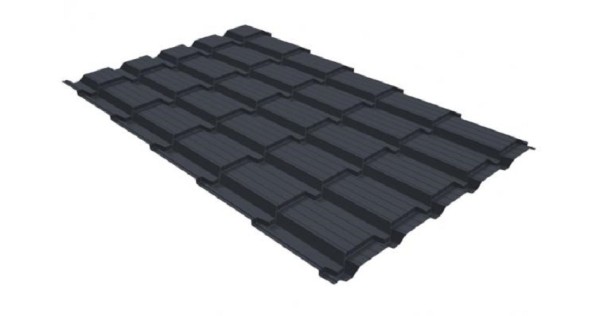 Металлочерепица GL квадро профи 0,5 GreenCoat Pural RR 23 темно-серый (RAL 7024) мокрый асфальт купить в Кировске