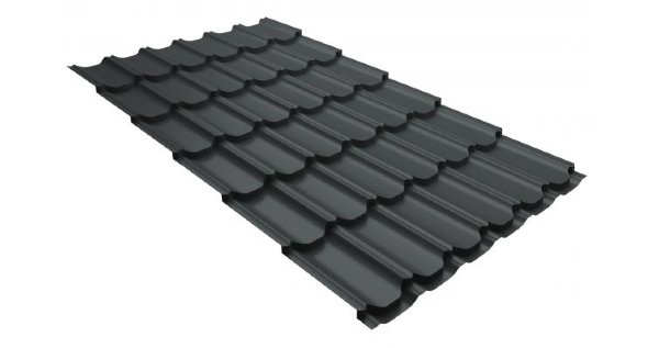 Металлочерепица квинта плюс 0,5 GreenCoat Pural RR 23 темно-серый (RAL 7024 мокрый асфальт) купить в Кировске